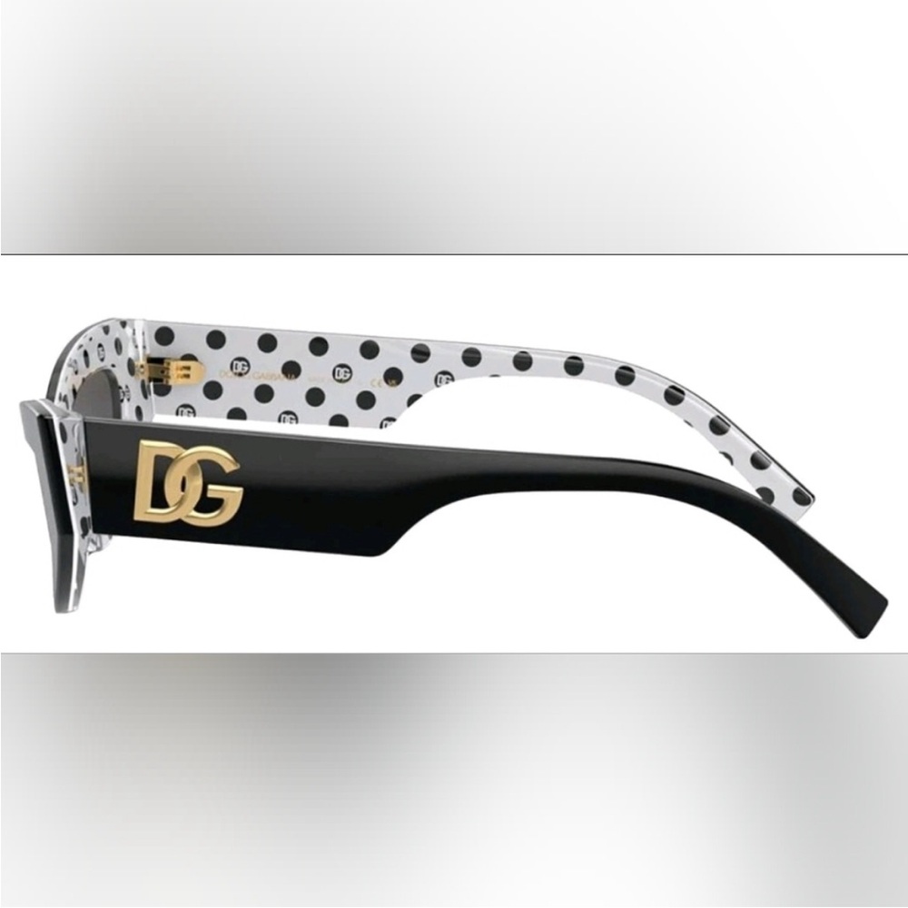 Dolce & Gabbana Black Cat-Eye Sunglasses with Gold DG Accent - Picture 4 of 6